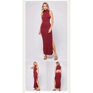 L*Space Chandler Dress Long Sleeveless Maxi In Cabernet Red